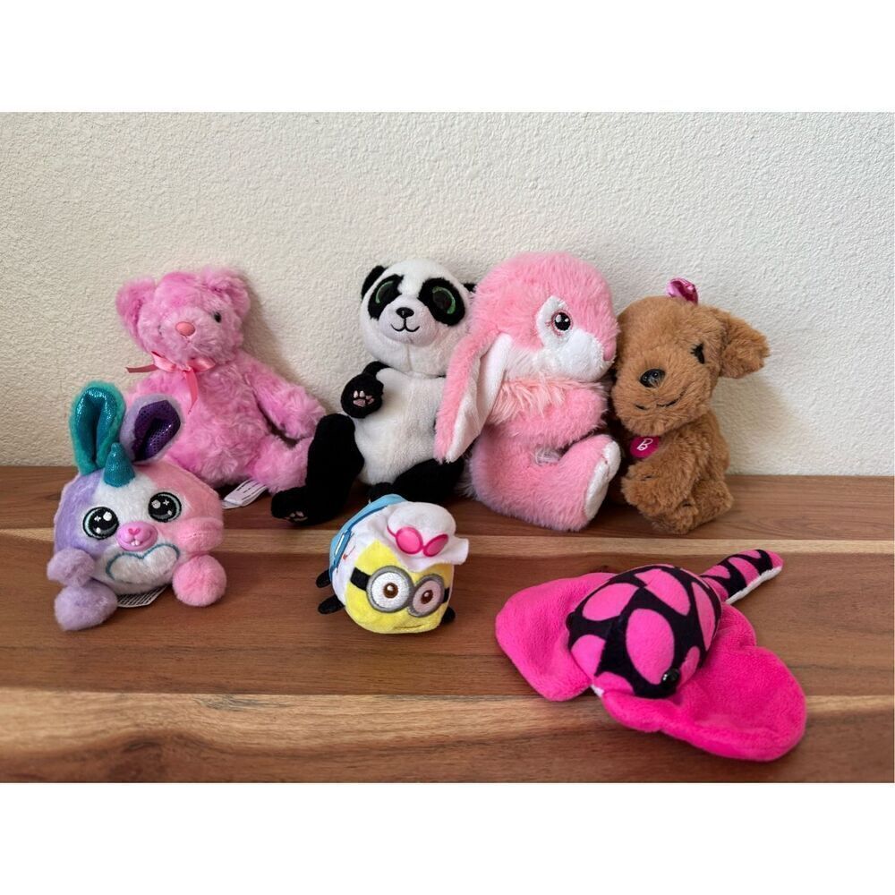 Plush toys Barbie puppy bunny rabbit ray minion TY baby panda bear unicorn bundl